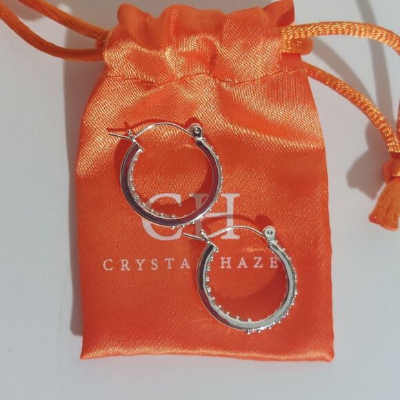 Crystal Haze Women's Rare Limited Edition Mini Serena Hoop Earrings Silver NWT - Picture 6 of 10